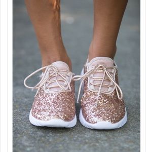 Rose Gold Glitter Athletic Shoes NWT